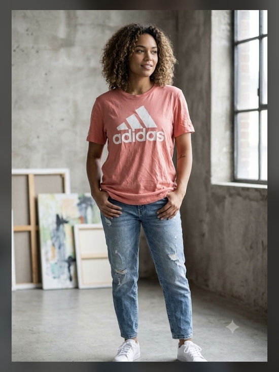 adidas Tops - adidas Coral Graphic Logo Tee - Short Sleeve Crew